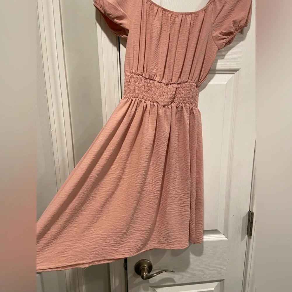 Famous Size S Mauve Puff Sleeve Smock Waist Pullover Lightweight Dress Cottage - Picture 3 of 10